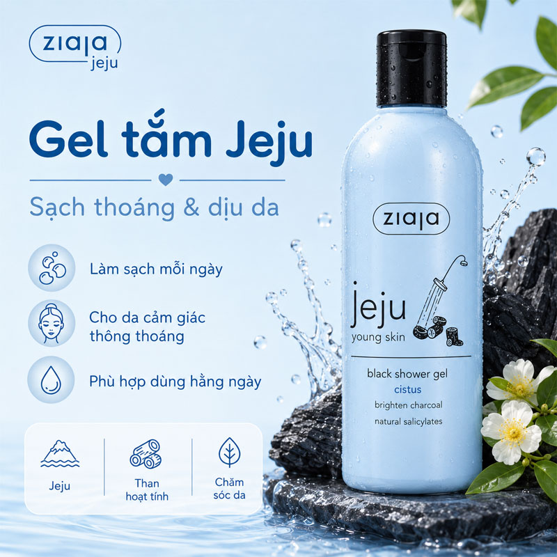 Gel tắm than hoạt tính Jeju xanh