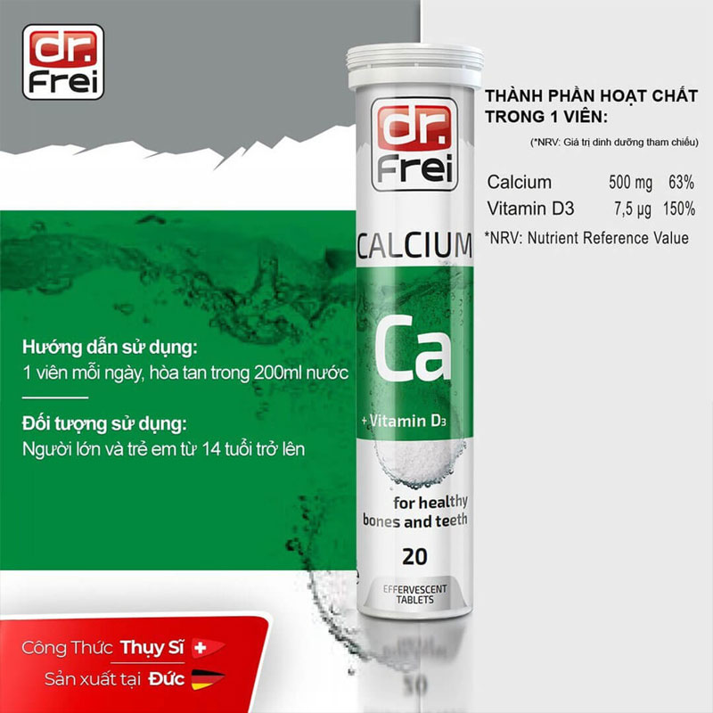 thuc pham chuc nang bo sung canxi 7 Viên sủi Calcium + Vitamin D3 Dr. Frei