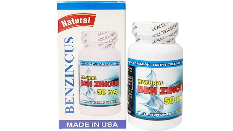 Viên uống bổ sung kẽm Natural Ben Zincus 50mg