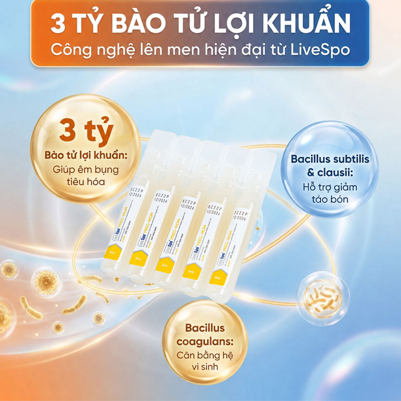 livespo preg mom 3 LiveSpo PREG-MOM bổ sung bào tử lợi khuẩn
