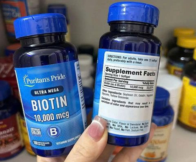 thuc pham chuc nang dung cho toc 3 Puritan’s Pride Biotin Ultra Mega 10.000 mcg